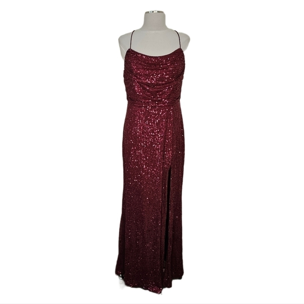 Sequin Burgundy strappy party dress women's XL